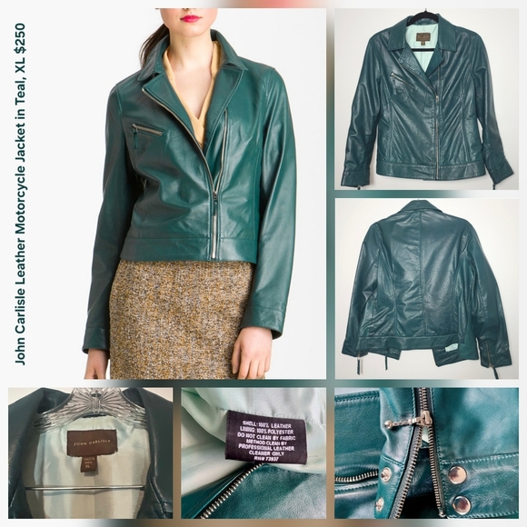 Carlisle Jackets & Blazers - John Carlisle Dark Teal / Green Leather Jacket, XL